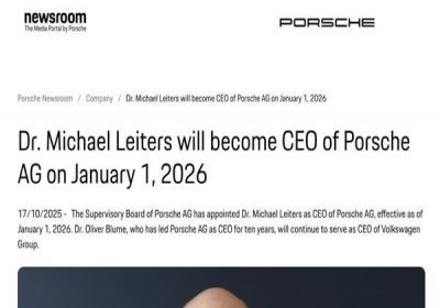保时捷高层人事调整：迈克尔·莱特斯将于2026年出任CEO